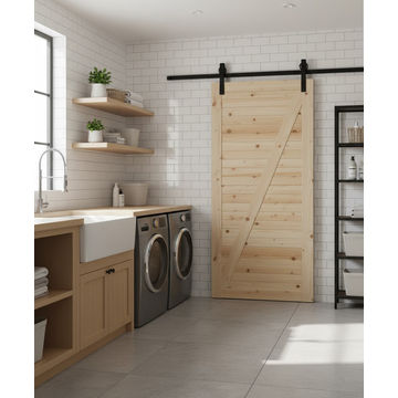 Z Brace Pine Barn Door- Interior Barn Sliding Door Including Mechanism - 920mm(L) x 2100mmm(H) x 36mm(W)