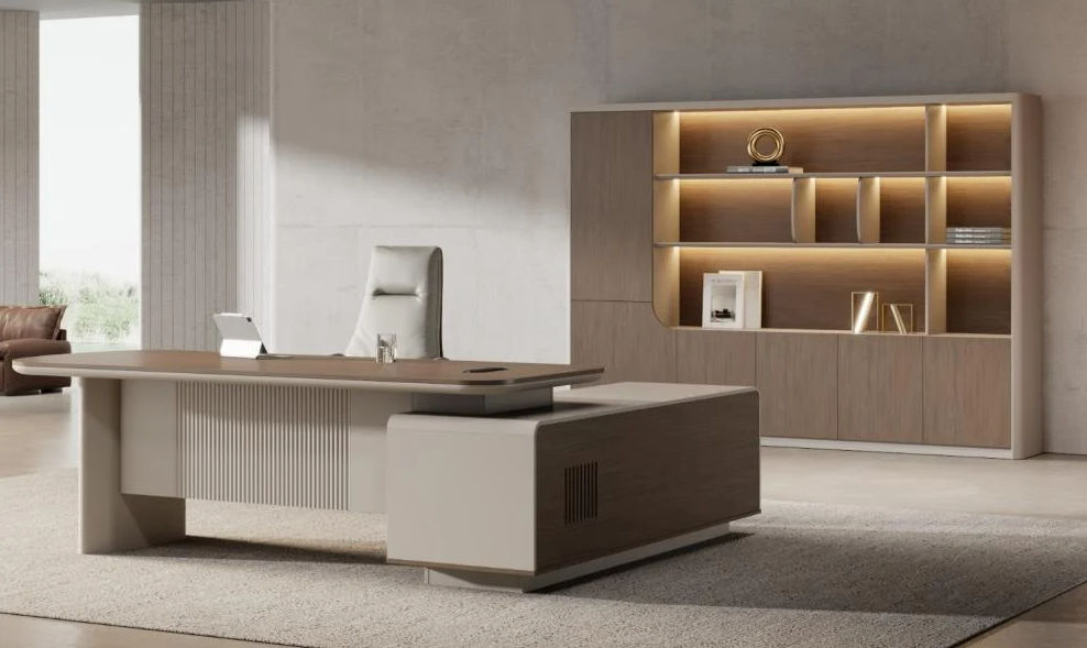 GOF Furniture Aurora Executive Office Desk – Almond Grey