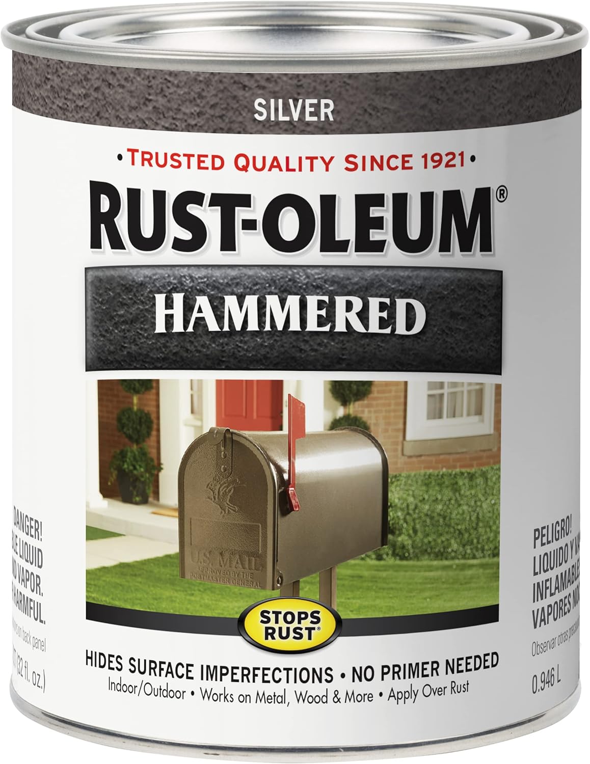 Rust-Oleum Stops Rust Hammered Brush Paint Silver 946ml
