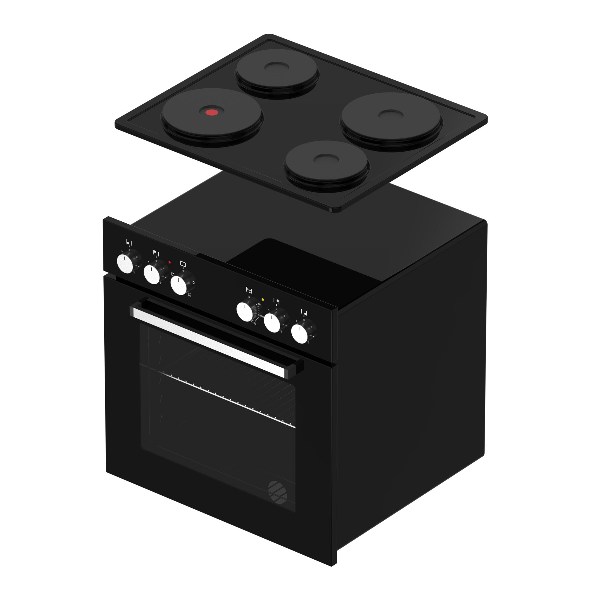 Falco - 60CM Combi Oven & Solid Plate Hob Set, 4 Function - Black
