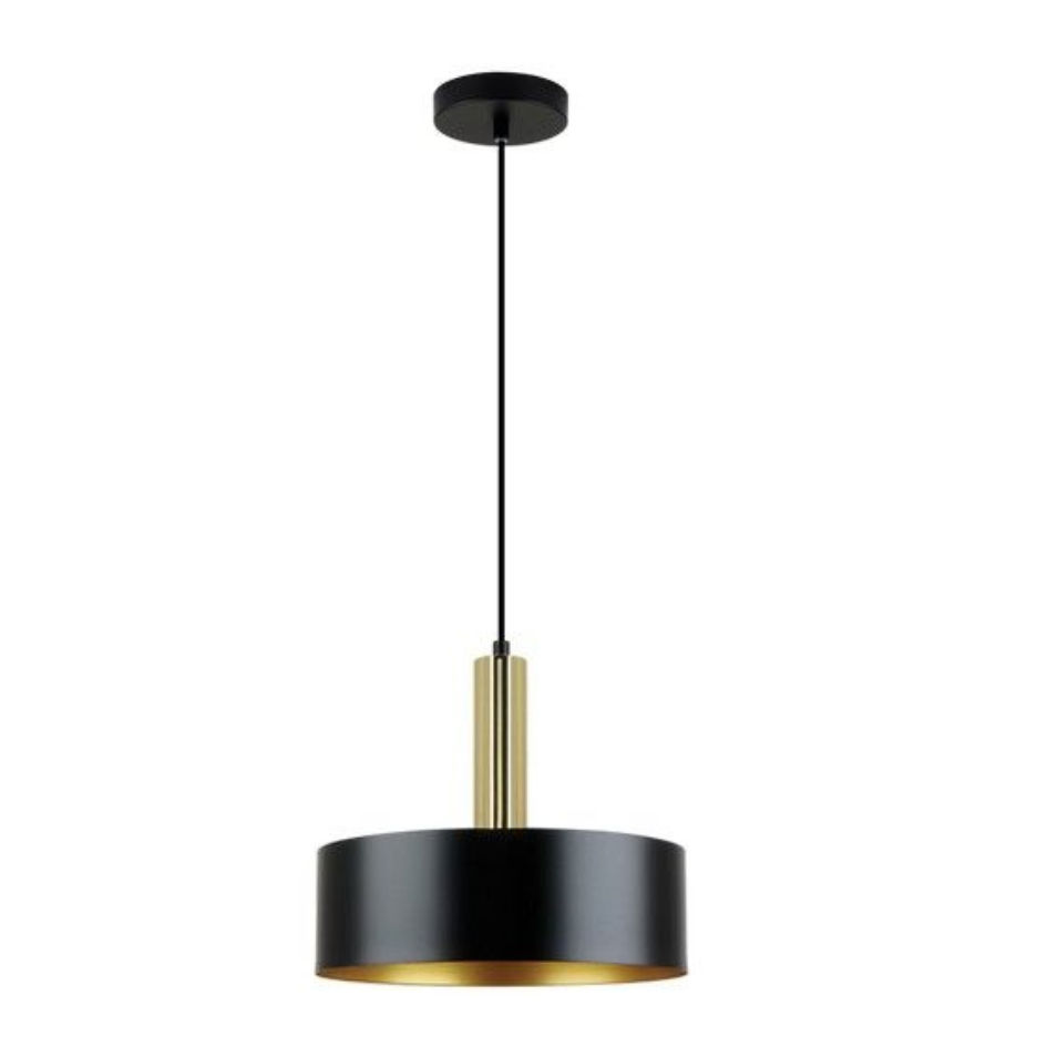 Matt Black and Polished Gold with Gold Inner Metal Pendant