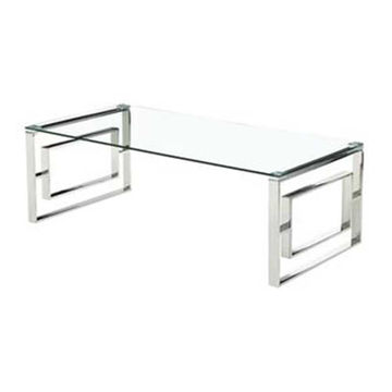 Ivanna Glass Coffee Table With Geometric Metal Base