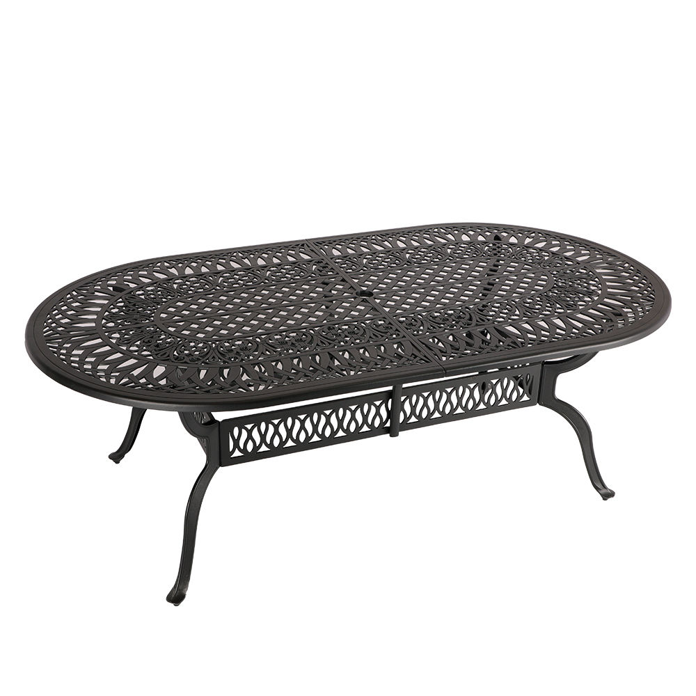 Elizabeth Aluminium Patio Table / Garden Table / Outdoor Dining Table -  214cm x 110cm Oval  - BLACK