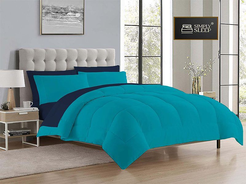 Simply Sleep - Everyday Collection Reversible Comforter Set - 90 GSM - King - Super king - Pageant Blue - Peacock Blue - (1pc)
