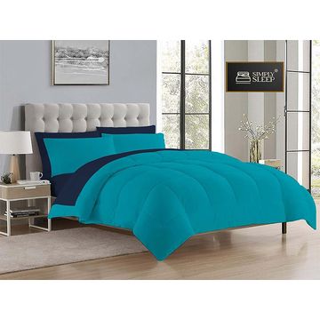 Simply Sleep - Everyday Collection Reversible Comforter Set - 90 GSM - King - Super king - Pageant Blue - Peacock Blue - (1pc)