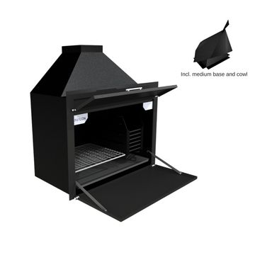 Avalon Build In Braai Complete Steel Black (800mm) 800 x 490 x 690mm Includes medium base and cowl