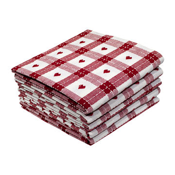 Bunty's Kitchen Towel - Design 2679 - 047x063cms - (05 Pc Pack) - Hearts - Racing Red