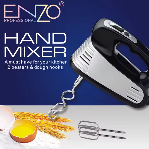 ENZO Professional Multi-Function Stainless Steel Low Noise Kitchen Electric Handheld Mixer.