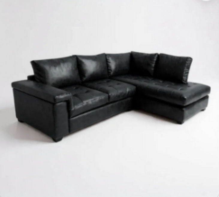 Harper Leather Sofa Black Left Sided