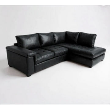 Harper Leather Sofa Black Left Sided