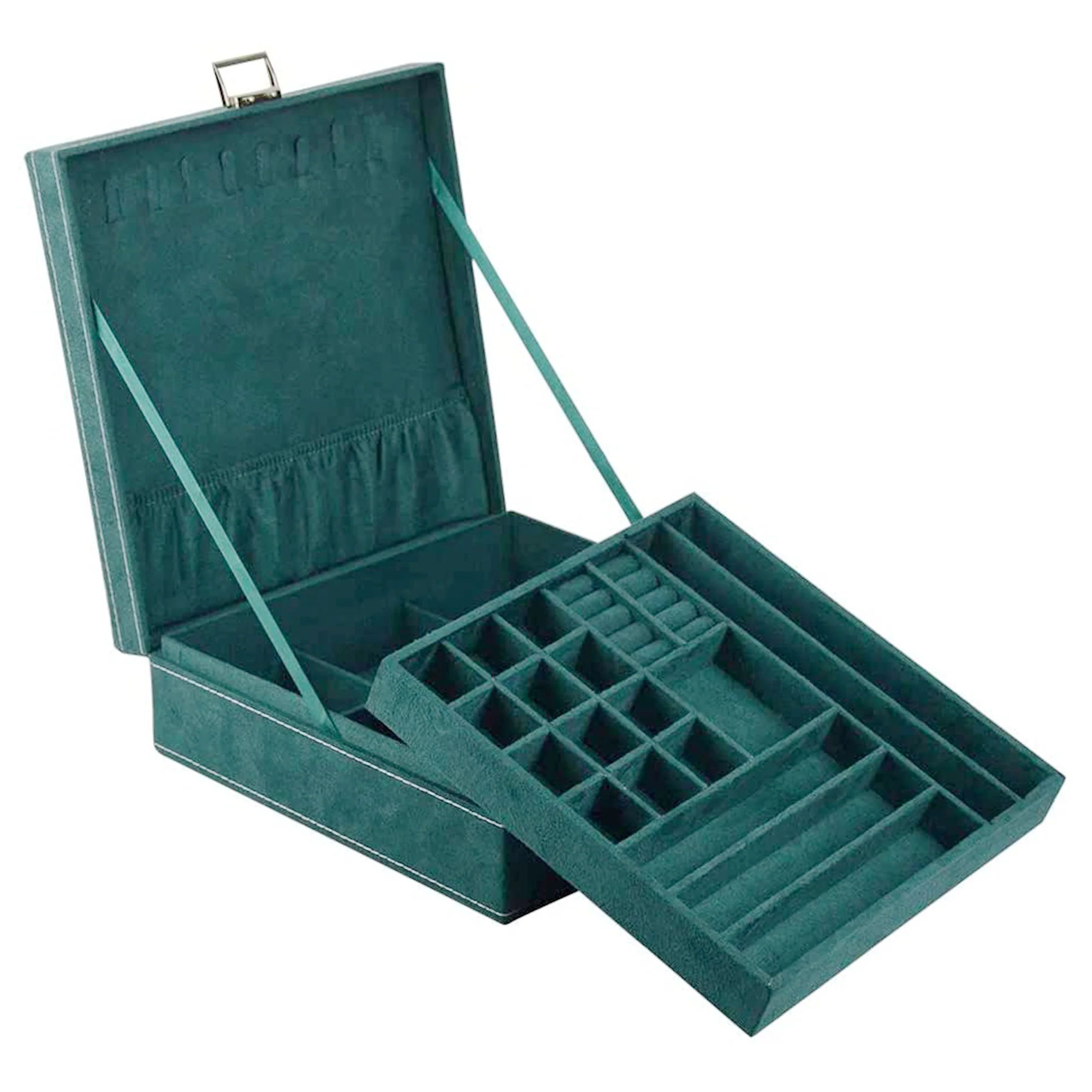 2 Tier Jewelry Organizer Box - Dark Green