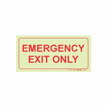 Photoluminescent 190mm Safety Sign F41 Emergency Exit Only