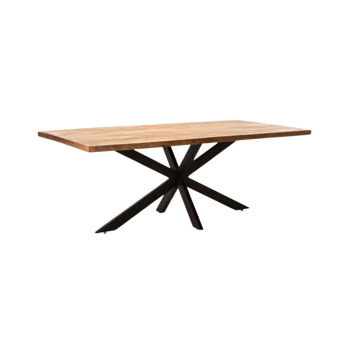 200 x 100 cm Solid Mango Wood Dining Table With Black Metal Legs (8 Seater)