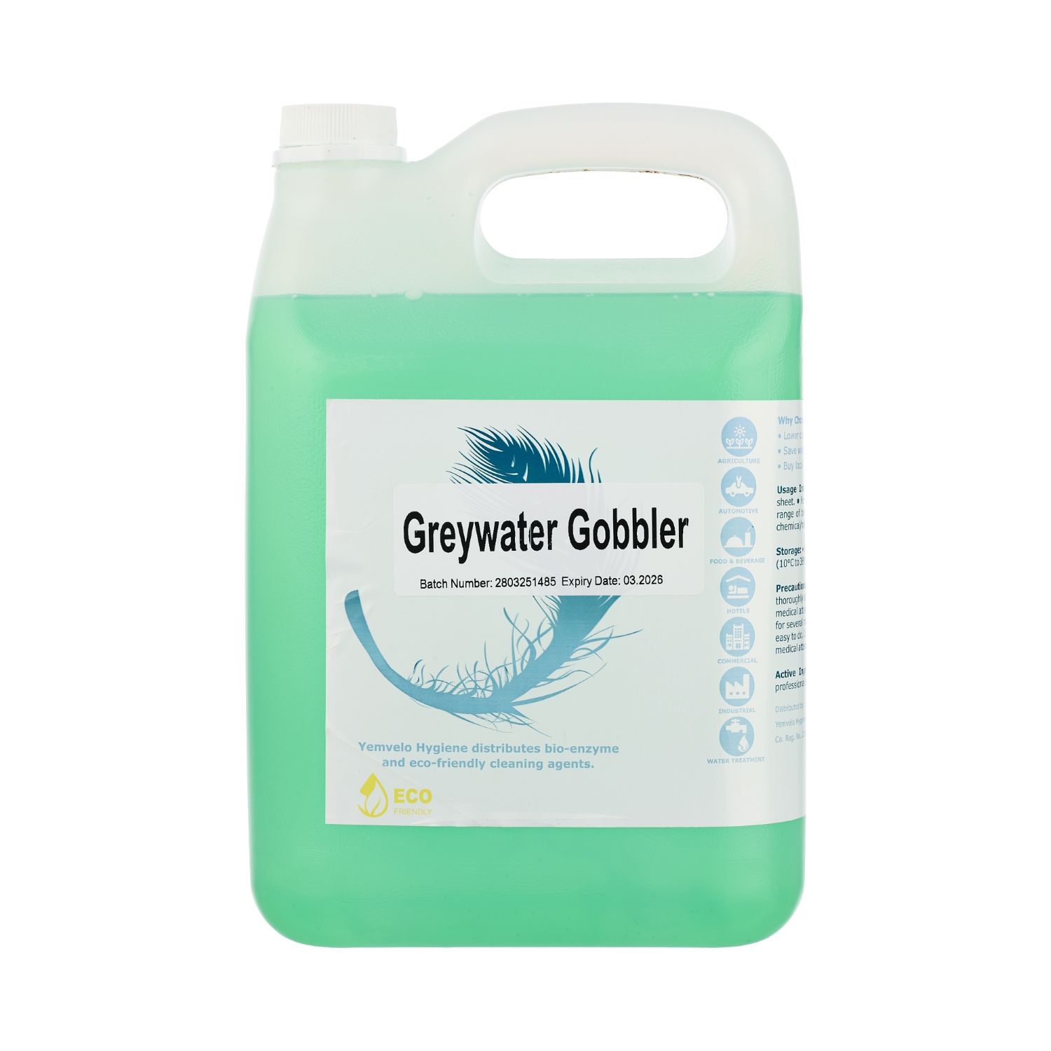 Greywater Gobbler™ bio-enzyme greywater odour controller YEMVELO HYGIENE 5 litre