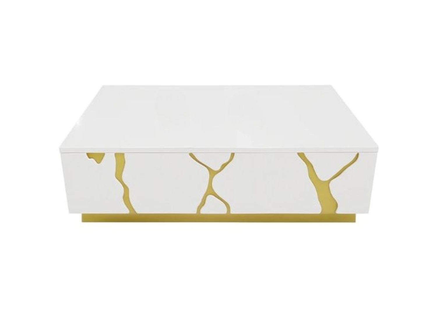 White Striped Gold Coffee Table