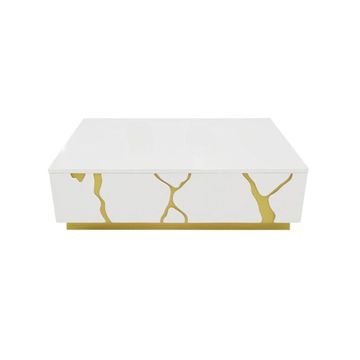 White Striped Gold Coffee Table
