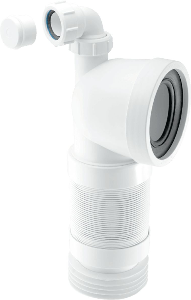 90° Flexible WC Connector with Universal Vent Boss