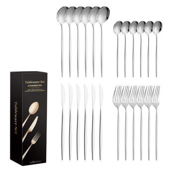 Heartdeco 24Pcs Silverware Flatware Cutlery Set -Silver
