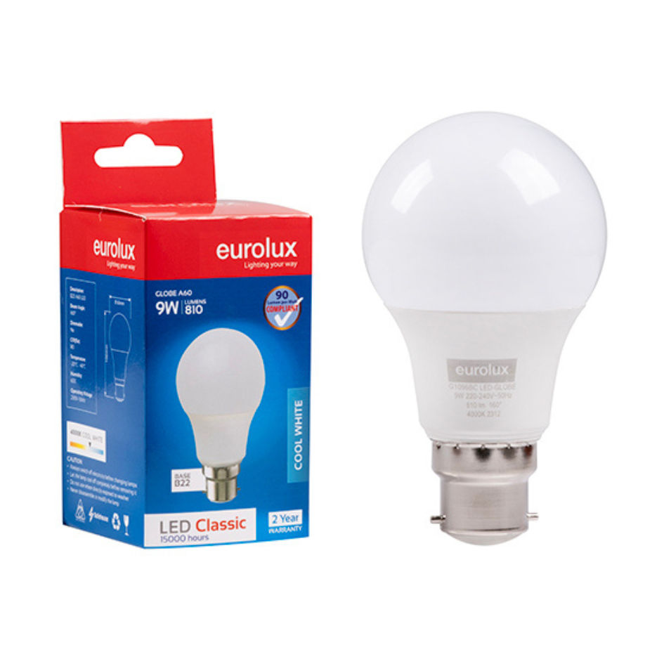 A60 Classic 9w LED B22 4000K Single
