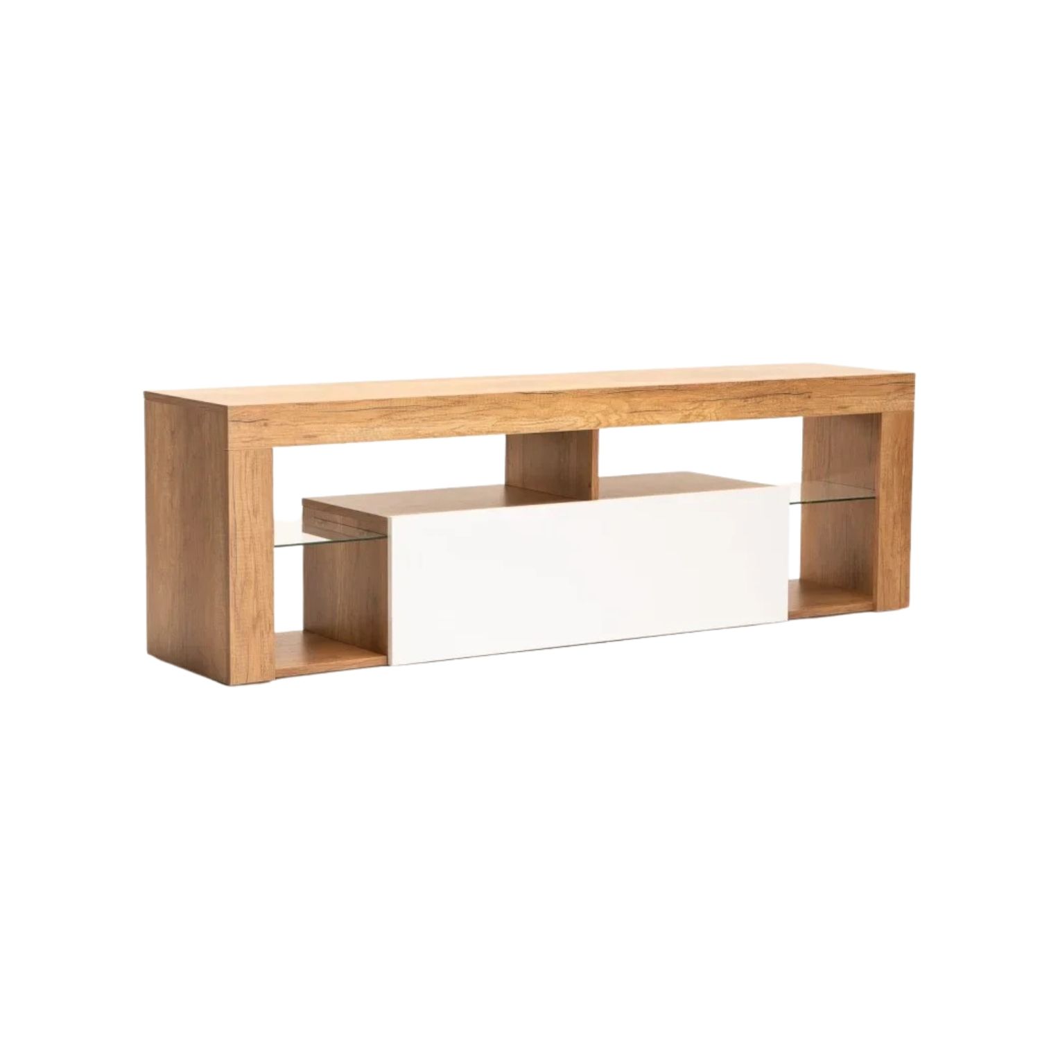 160cm Modern TV Unit With 1 Door - Wild Oak/White