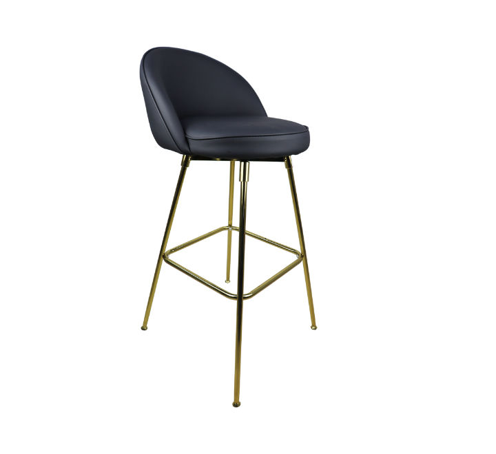 Vividitto - Bar Stool Pu Leather With Gold Legs - Black