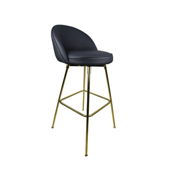 Vividitto - Bar Stool Pu Leather With Gold Legs - Black