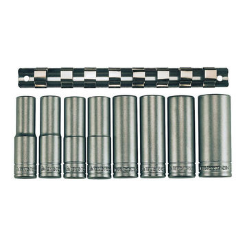 8PC 1/2inch Drive Clip/Deep Socket MM 6Pt
