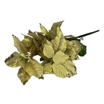 POINSETTIA 5 HEADS 43X20CM GOLD GLITTER