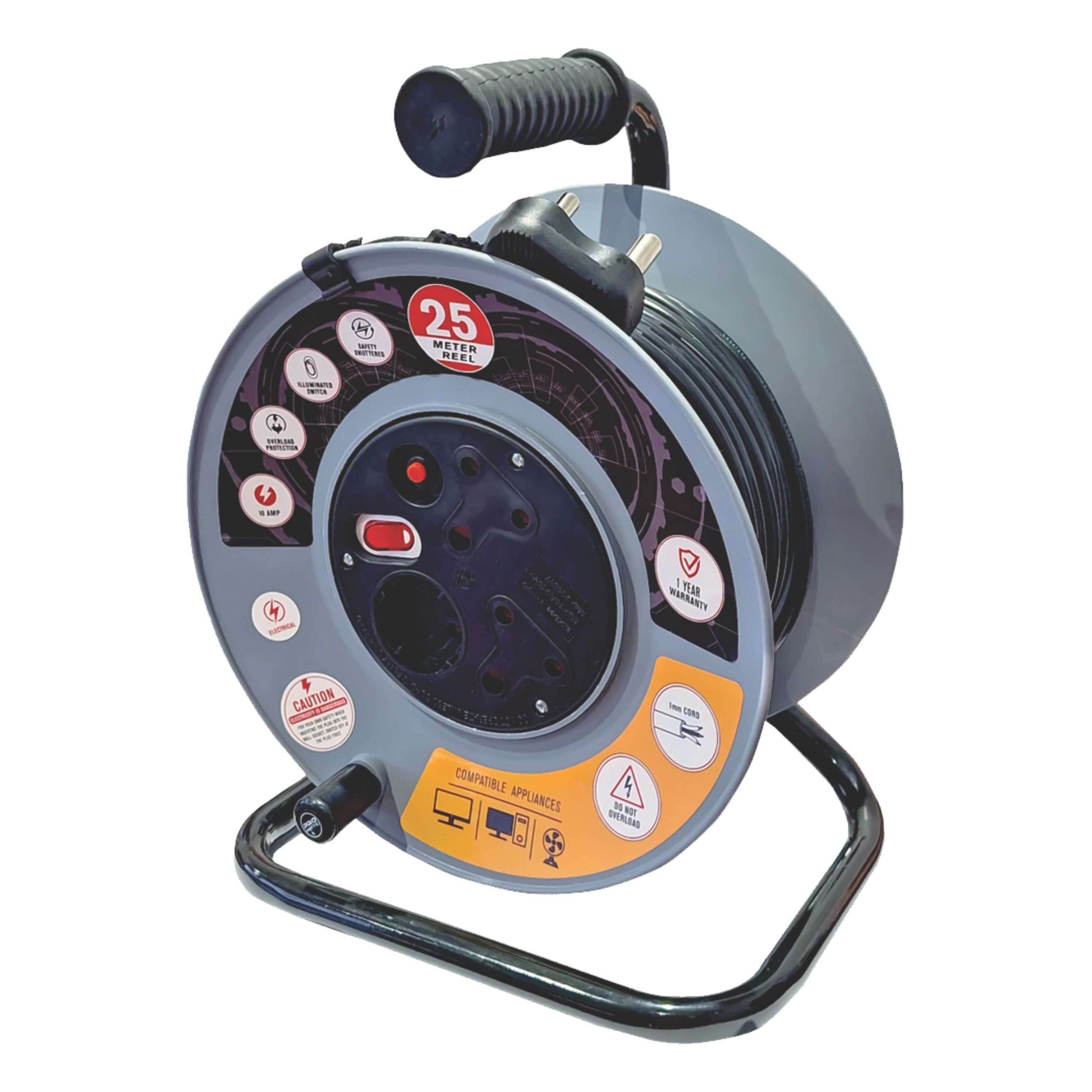 ELECTRICMATE 25M 10 AMP PLASTIC EXTENTION REEL