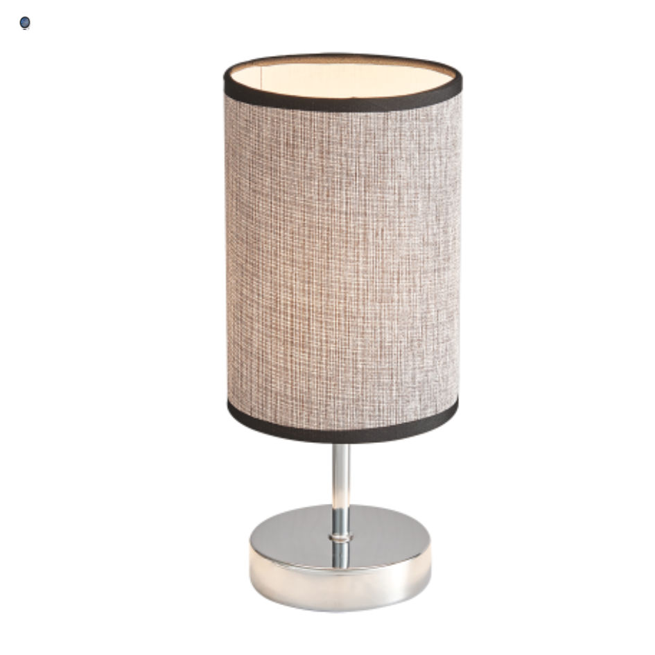 Polished Chrome Table Lamp with Dark Brown Fabric Shade