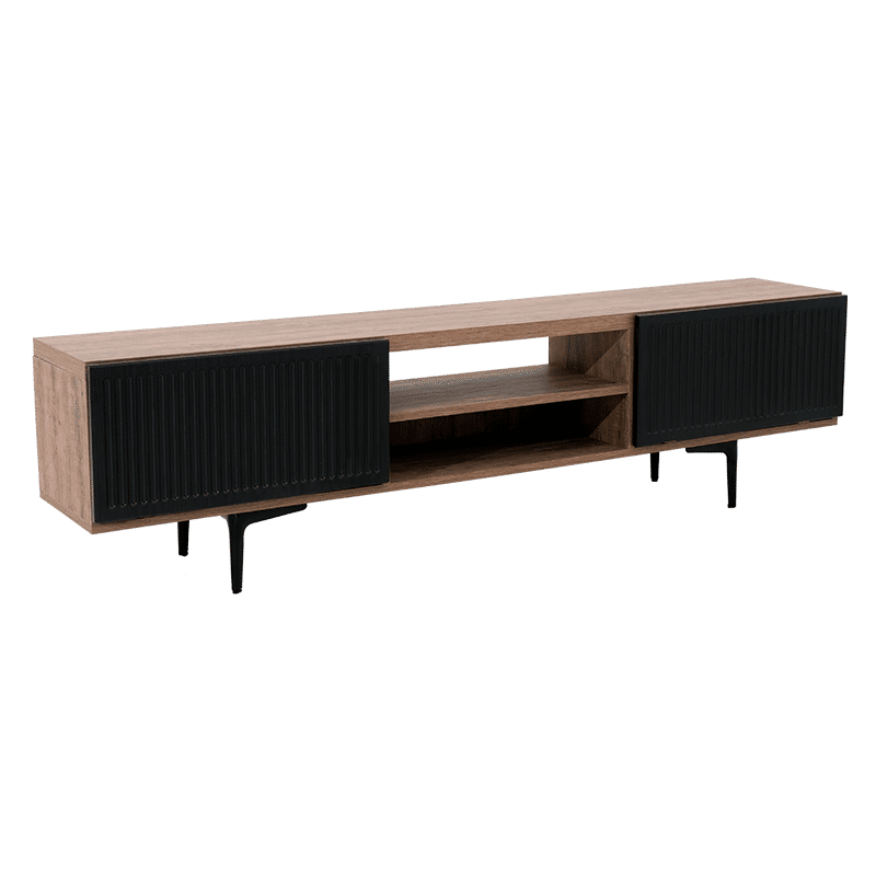Verona TV Stand Rustic Birch & Black