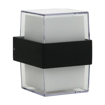 230VAC 2 x 5W LED Sq. DC Alu/Pc Cool White Wall Lights IP54