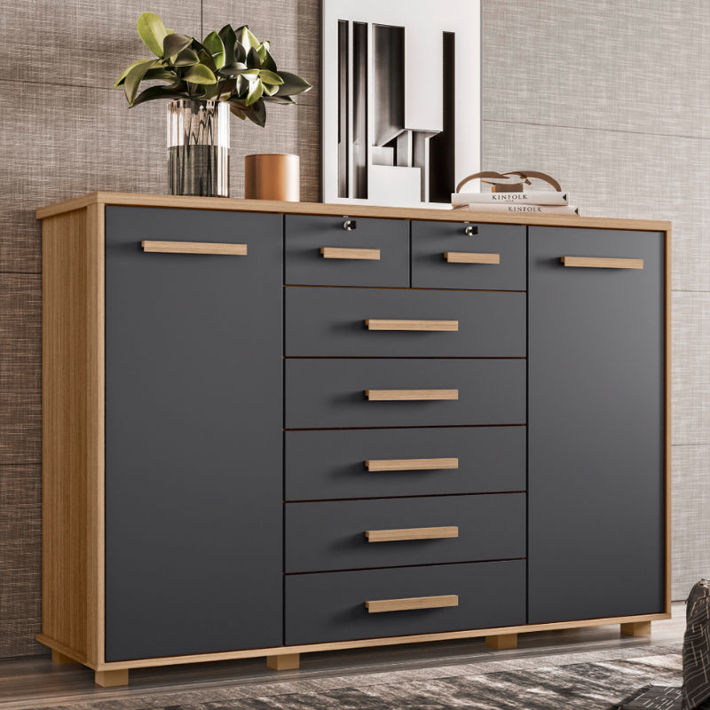 Fontana matellic chest of drawers nature/titanium