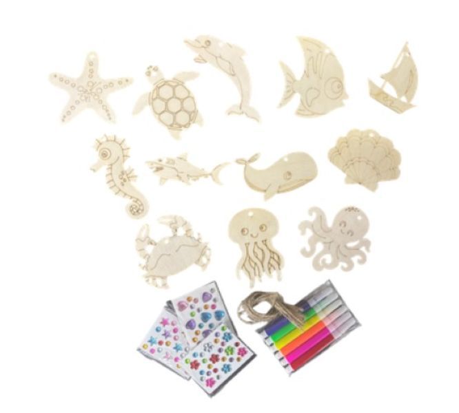 Paint Your Own - Ocean life - 12 Creations Wood Craft Kit For Kids