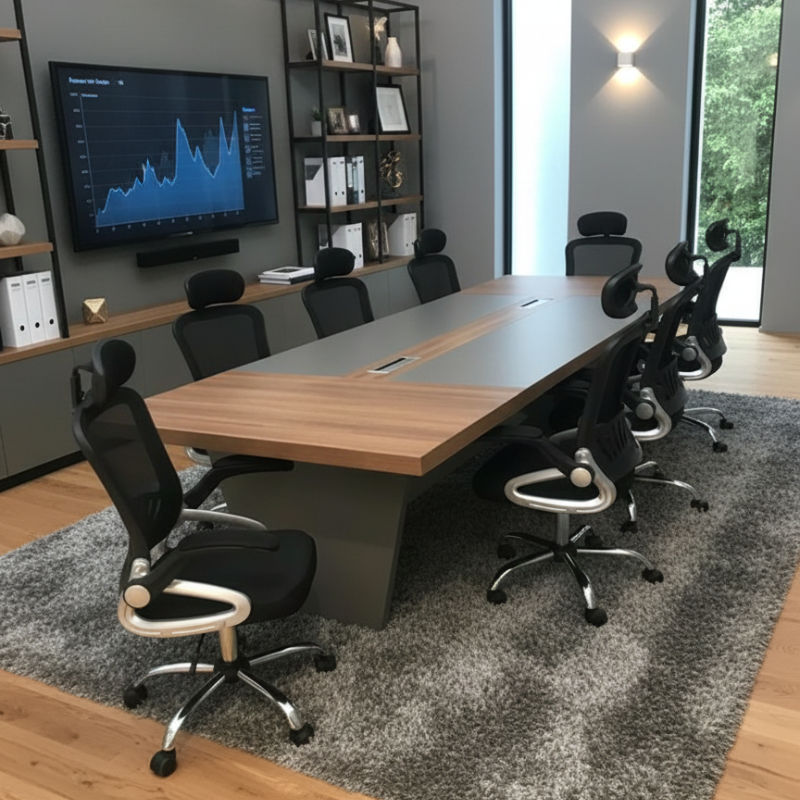 GOF Furniture – Rimmisk Boardroom Table & Charlee Office Chair Set