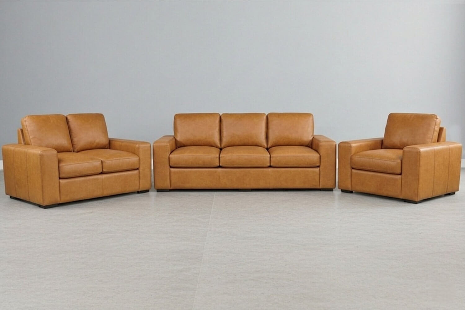 Mode Genuine Leather Lounge Set 3-Piece(x1 1-Seater x1 2-Seater x1 3-Seater Sofa - Exotic Tan)