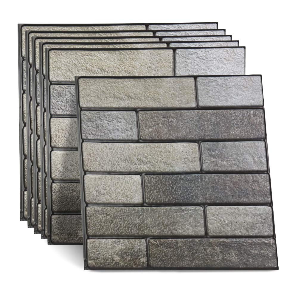 6Pcs Waterproof 3D Tile Self Adhesive Wall Panels - Brick