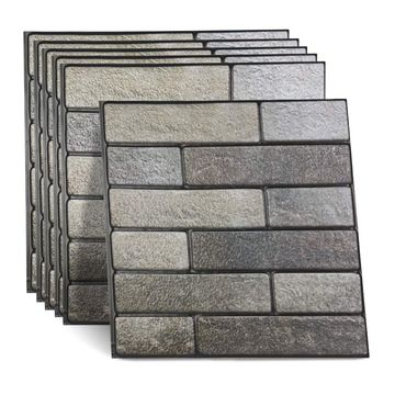6Pcs Waterproof 3D Tile Self Adhesive Wall Panels - Brick
