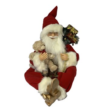 Sitting Santa & Teddy 76Cm
