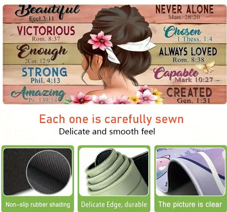 XXL Gaming Mouse Pad - Girls Inspiring bible verses - 90x40cm