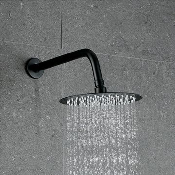 Round Shower Head & Arm Set - Black