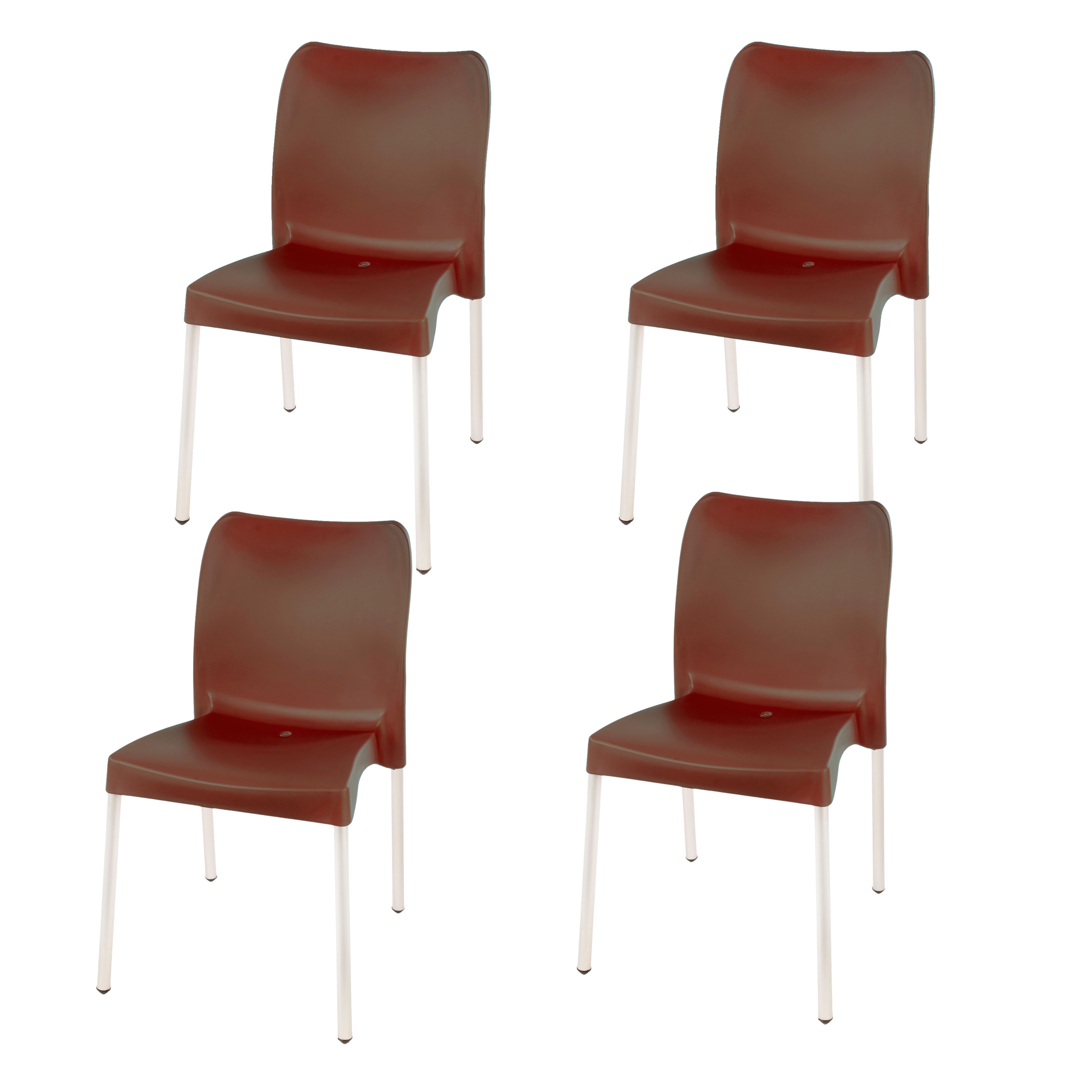 Florence Heavy  Duty Plastic Bistro Chair / Patio Chair / Garden Chair / Stackable - NO ARMRESTS - COCO  - Set of 4