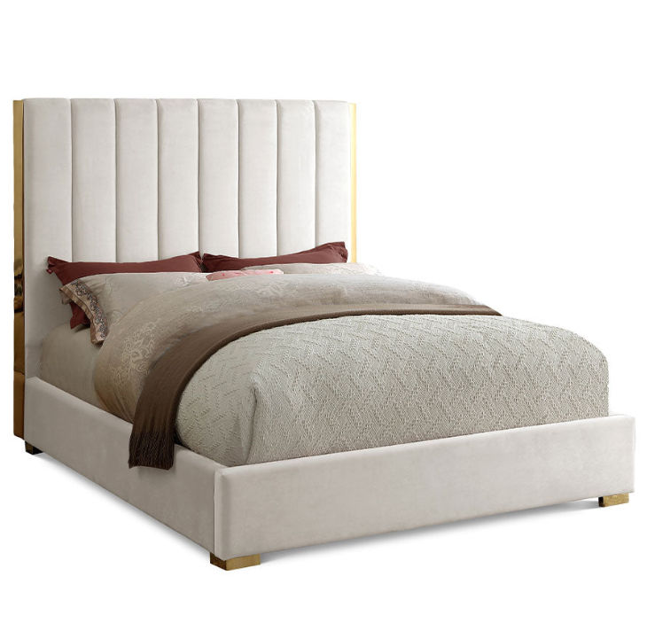 Harper Sleigh Bed Queen -Off White
