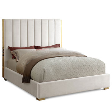 Harper Sleigh Bed Queen -Off White