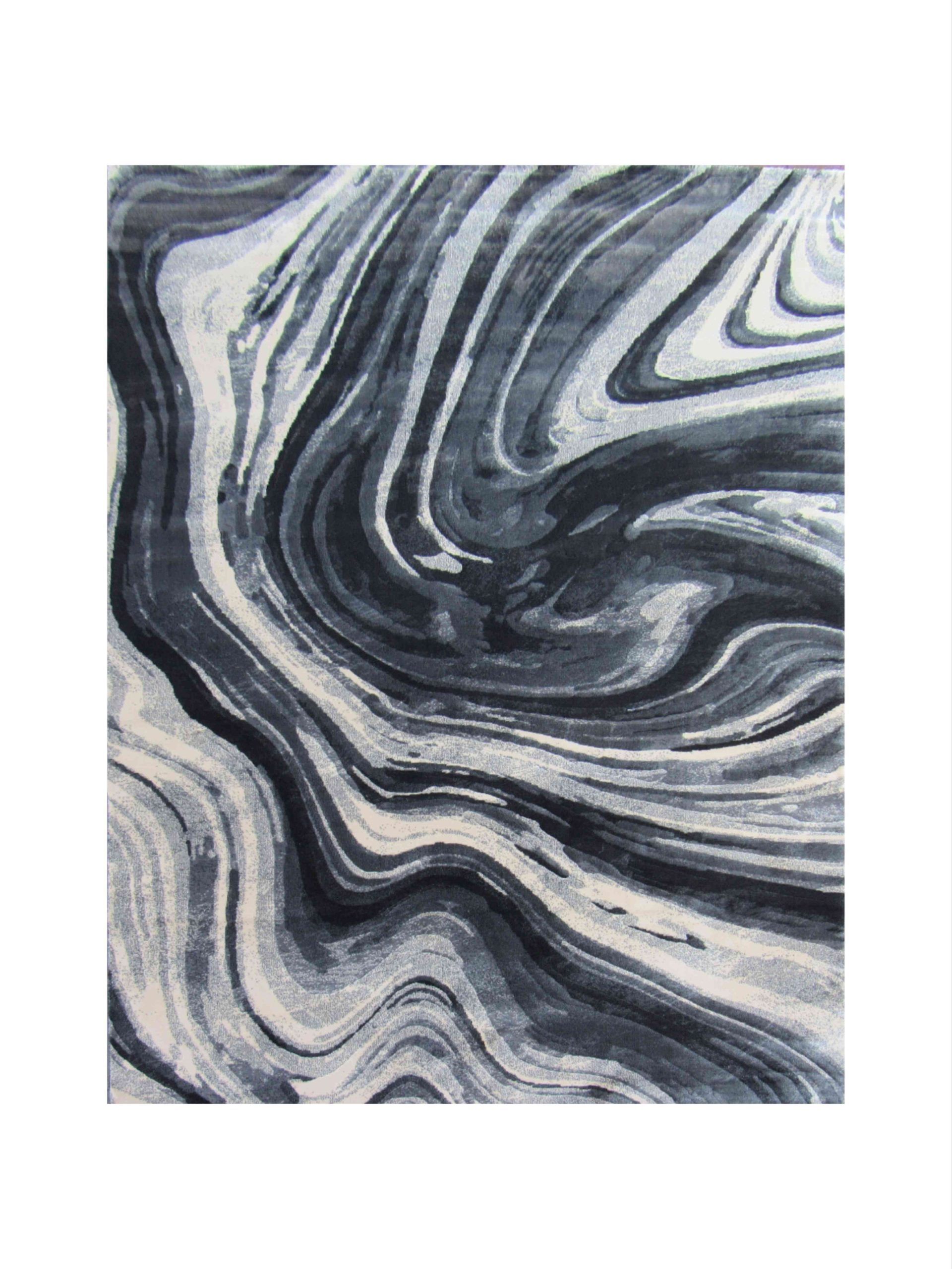 BK Carpets & Rugs -  Modern Abstract Indoor Swirl Rug –  2m x 2,9m - Black, Dark Grey & White
