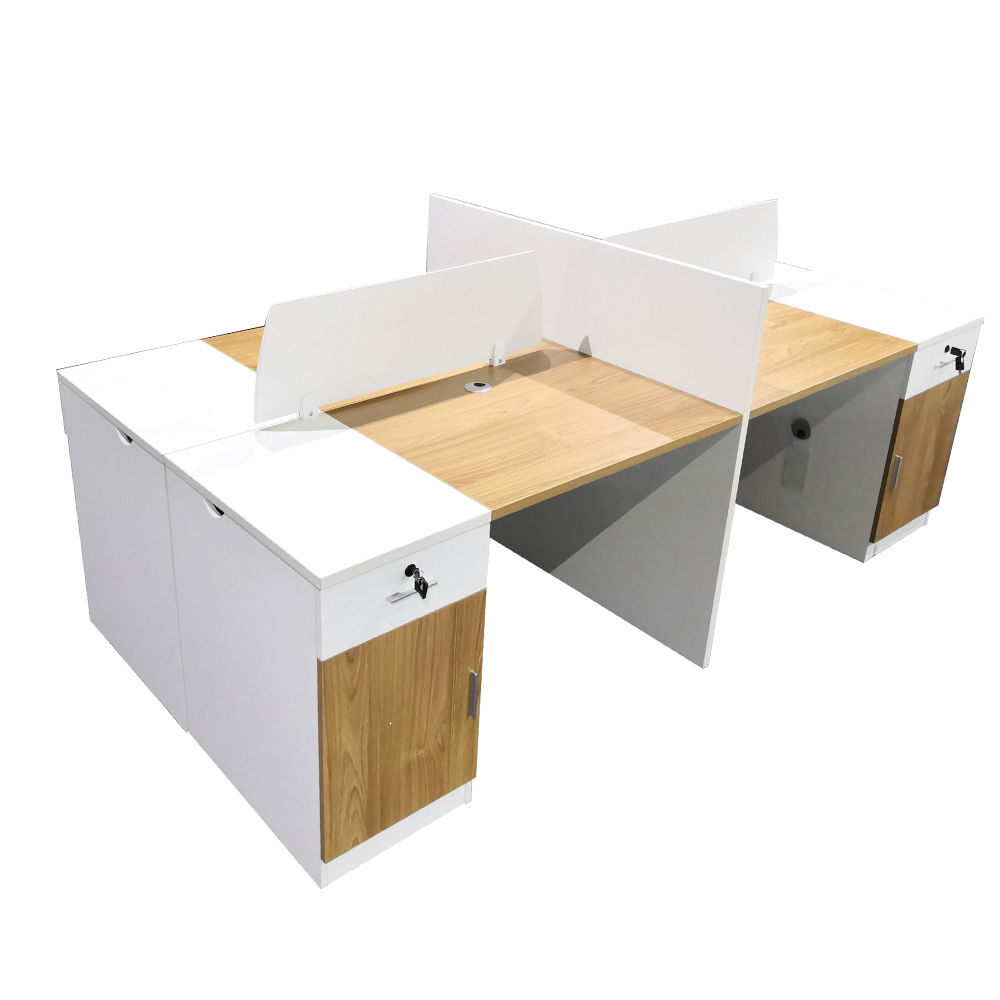 GOF Furniture - Merge Four-Seater Workstation, Oak
