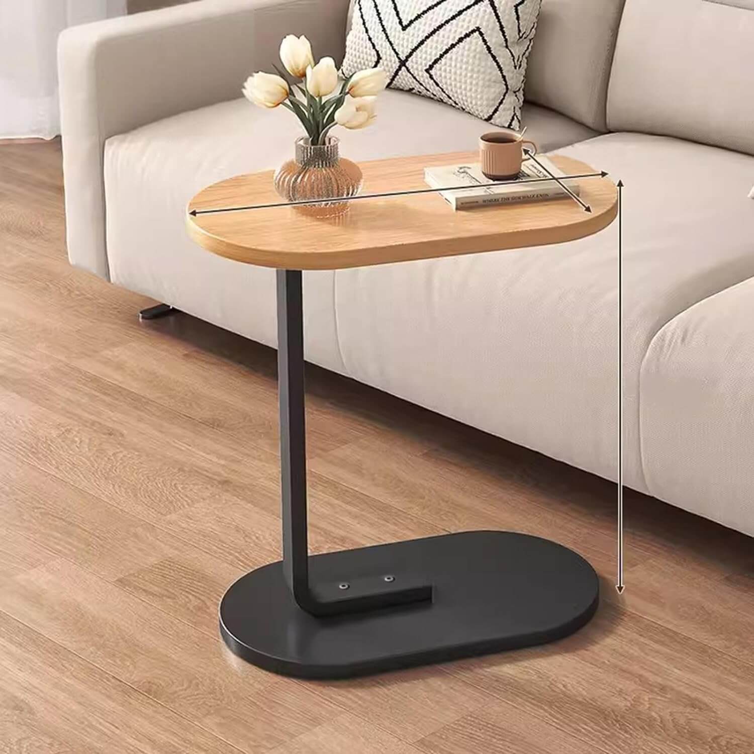 C Shaped Side Table - Oak