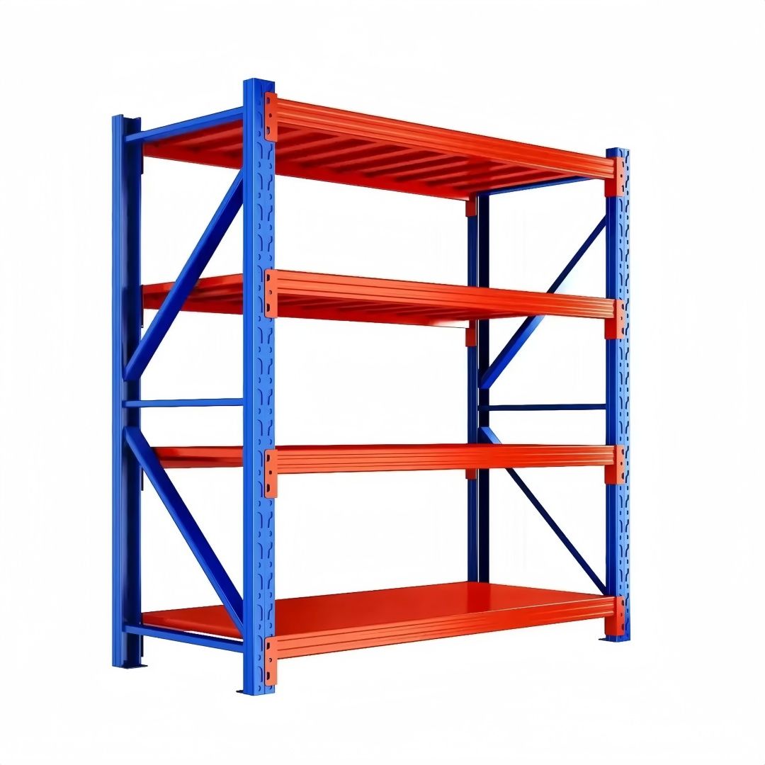 Steel Heavy Duty 4 Shelf Industrial Shelving Adjustable Storage Racks - Orange and Blue