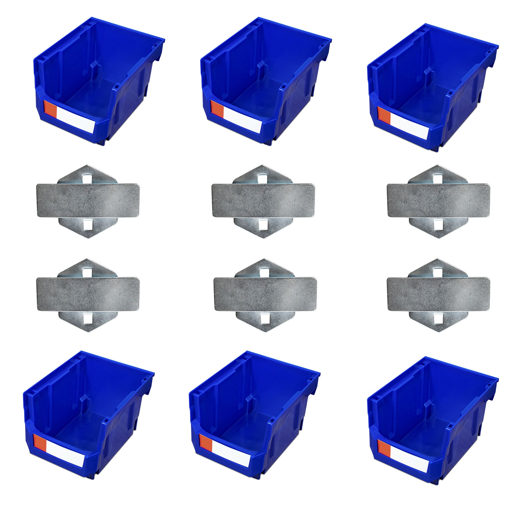 6Pcs Pegboard Compatible Workshop Storage Bin- Blue