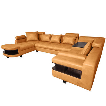Clarence U Shape Sectional Corner Sofa- SD-Bright Brown